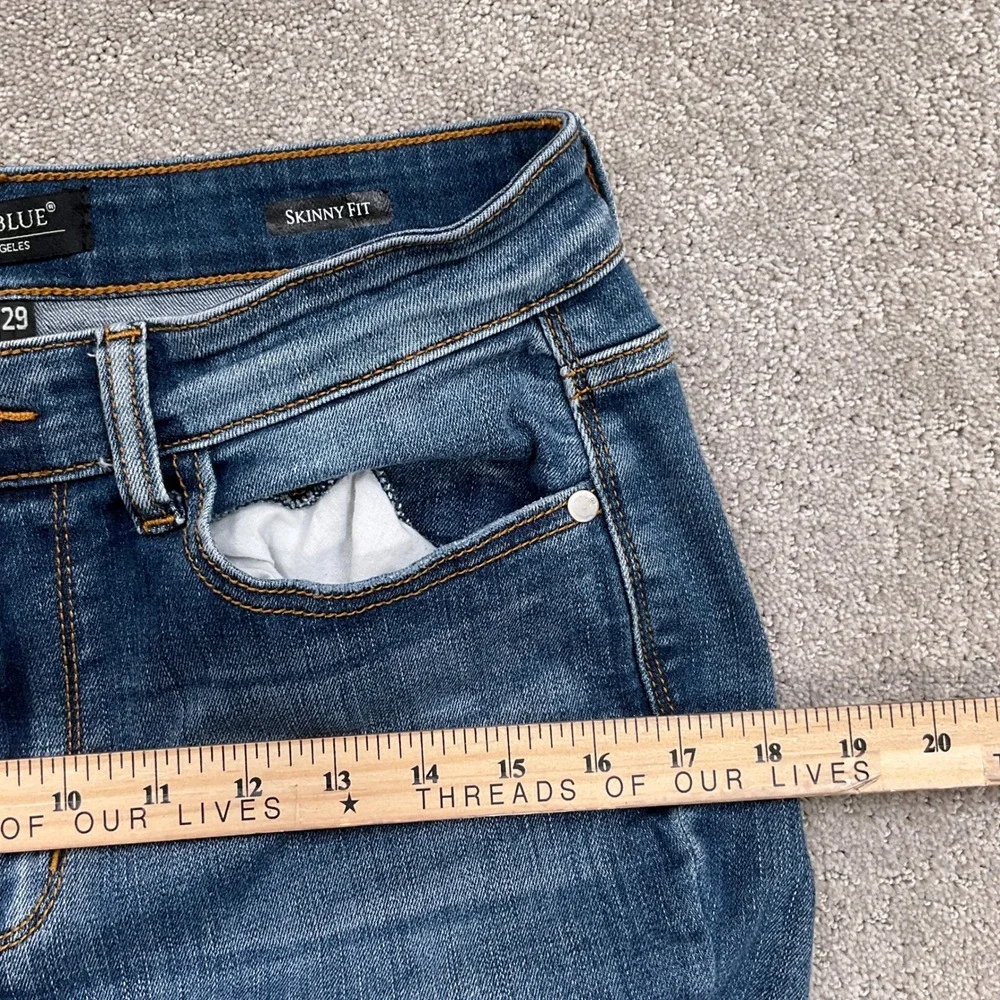 Judy Blue Skinny Jeans Women 9/29 Blue Frayed Hem Ankle‎ Slit Stretch JB82422MD